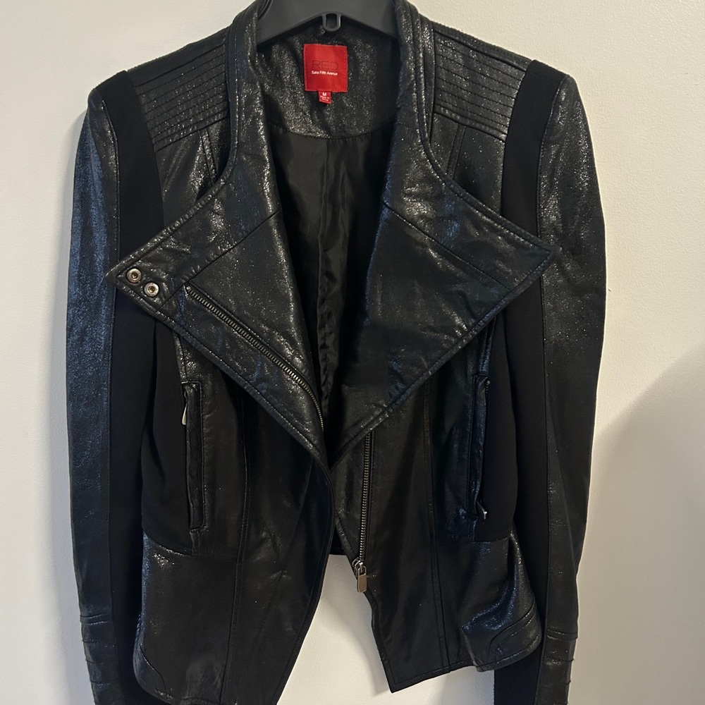 RED label Saks on Fifth Black leather moto jacket